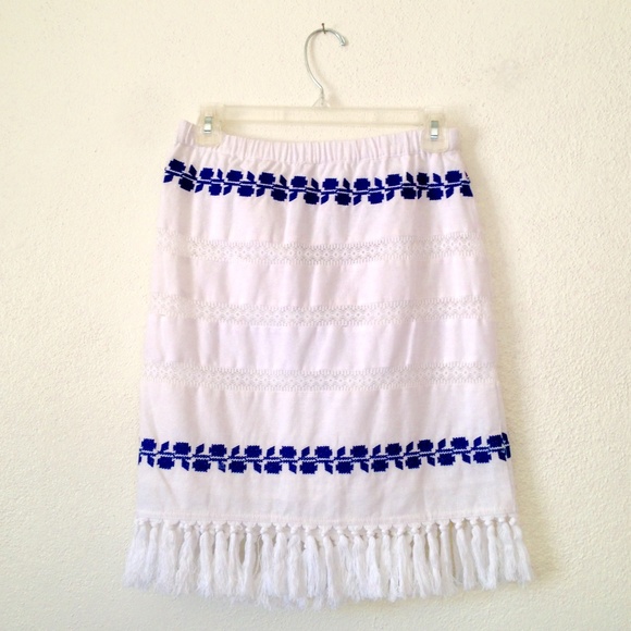 For Cynthia Linen Skirt W/Tassels And Embroidery - Picture 2 of 6